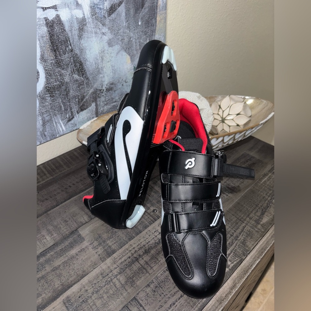 Peloton Cycling Shoes Size 46 Mens Size 12-13 Cleats Black Red - Picture 3 of 6